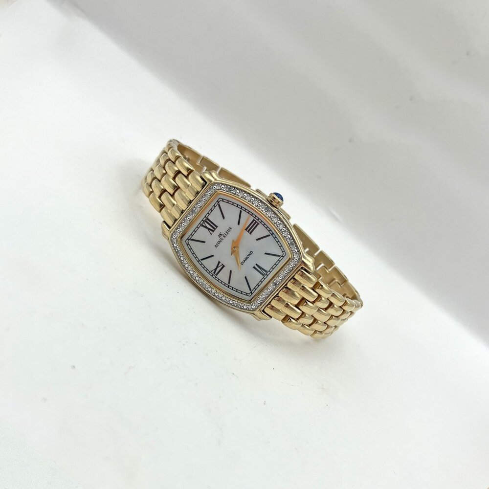 Anne Klein Diamond Bezel Watch Cabochon Crown 10/7958 26x29mm